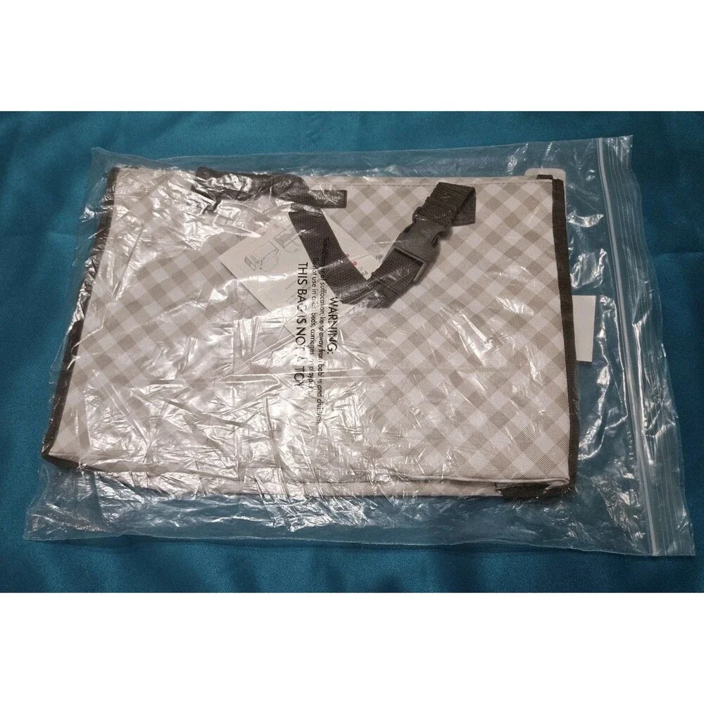 Thirty-One Pack N Pull Caddy Taupe Gingham Organizer NIP